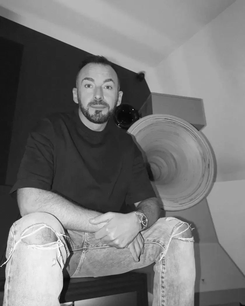 David Hopperman, black-and-white portrait